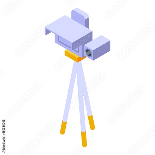 Speed radar tripod icon isometric vector. Camera car