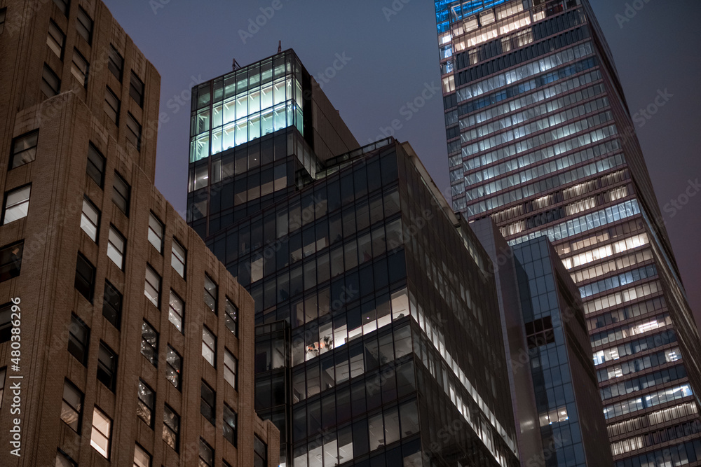 Naklejka premium Buildings in the night street photography downtown museum art hotel architecture 