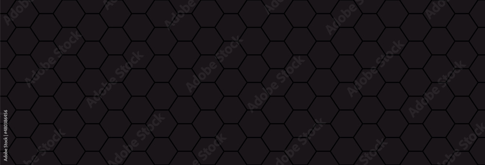 black abstract honeycomb background banner template vector - obrazy, fototapety, plakaty 