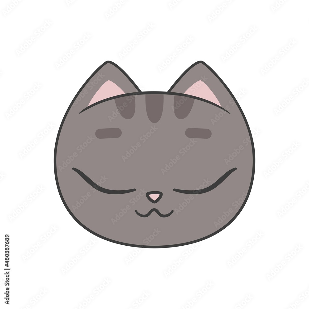 Portrait of a cute sleeping cat. Vector flat illustration isolated on white background Portrait of a cute sleeping cat. Vector flat illustration isolated on white background