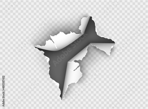 ragged Hole torn in ripped paper on transparent background
