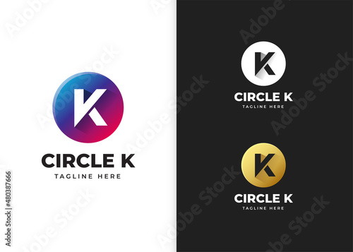 Letter K logo vector illustration with circle shape design