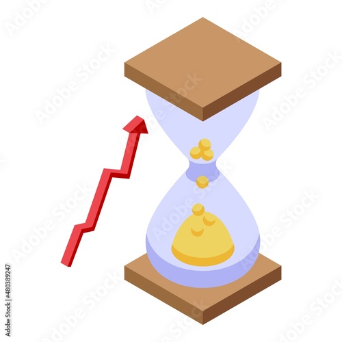 Money hourglass icon isometric vector. Time value
