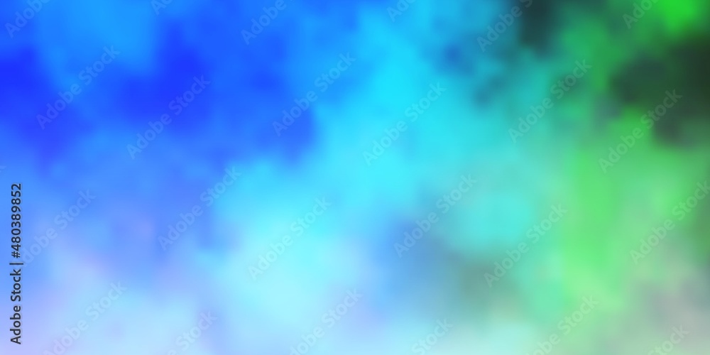Light Blue, Green vector template with sky, clouds. Abstract illustration with colorful gradient clouds. Pattern for your booklets, leaflets. Light Blue, Green vector template with sky, clouds. Abstract illustration with colorful gradient clouds. Pattern for your booklets, leaflets.