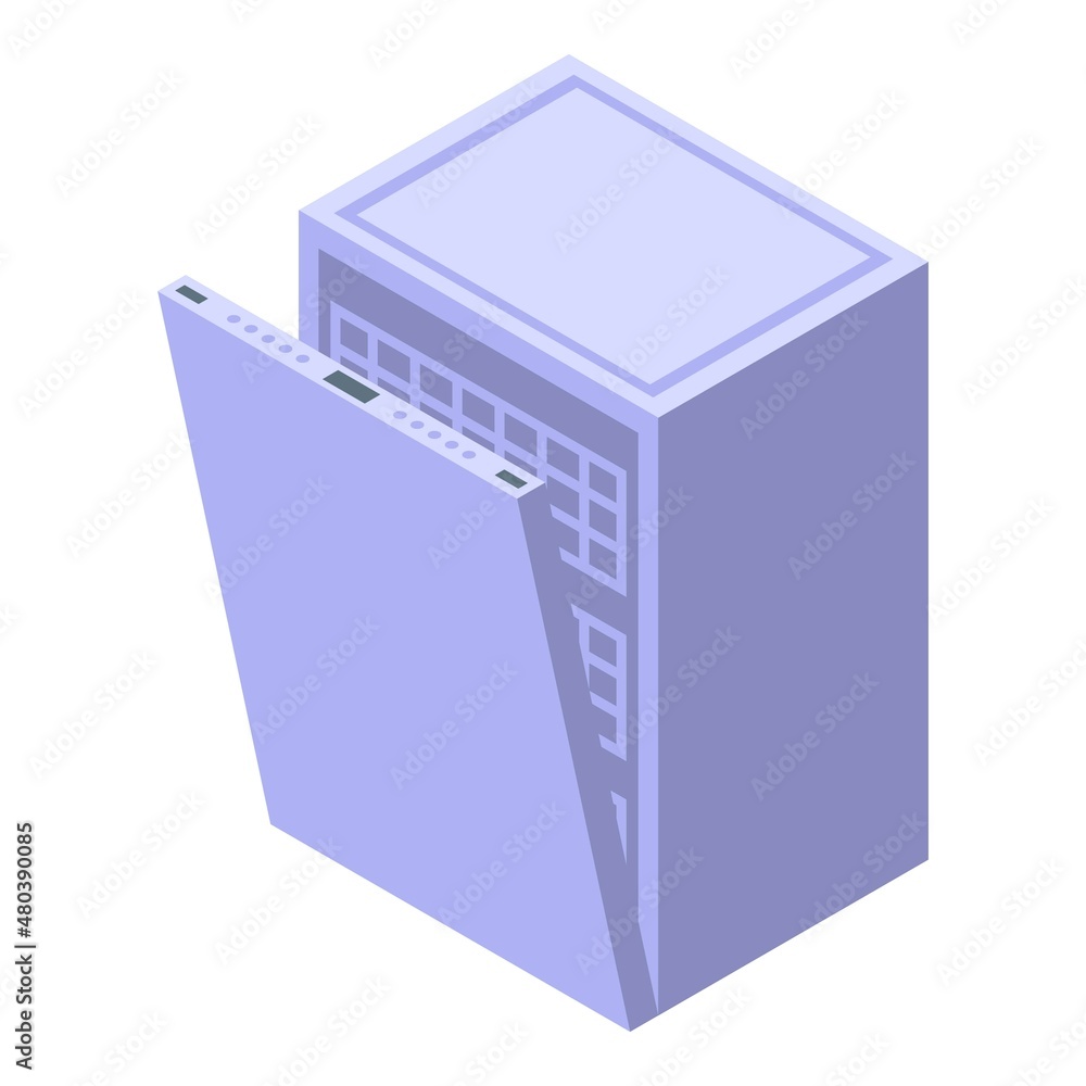 Plastic dishwasher icon isometric vector. Kitchen repair Plastic dishwasher icon isometric vector. Kitchen repair