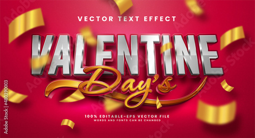 Valentine day's editable text style effect. 3D valentine text suitable for romantic or valentine themes.