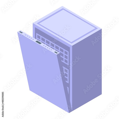 Plastic dishwasher icon isometric vector. Kitchen repair