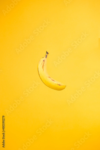 delicious tropical banana isolated on yellow background