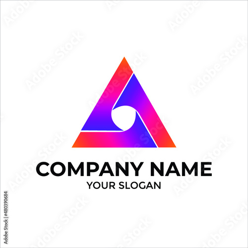 tiangle gradient logo design perfect for company logo or web logo