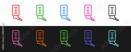 Set line Automatic drinker for small pets icon isolated on black and white background. Vector