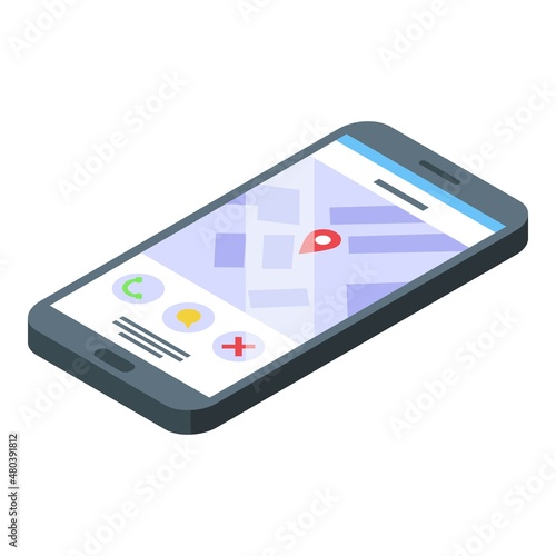 Smartphone taximeter icon isometric vector. Taxi meter