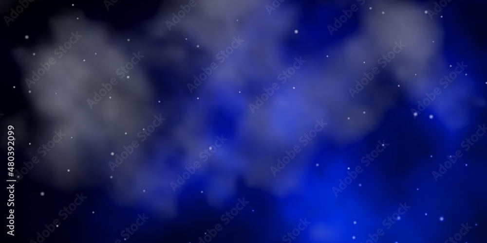 Dark BLUE vector background with small and big stars. Colorful illustration in abstract style with gradient stars. Pattern for websites, landing pages.