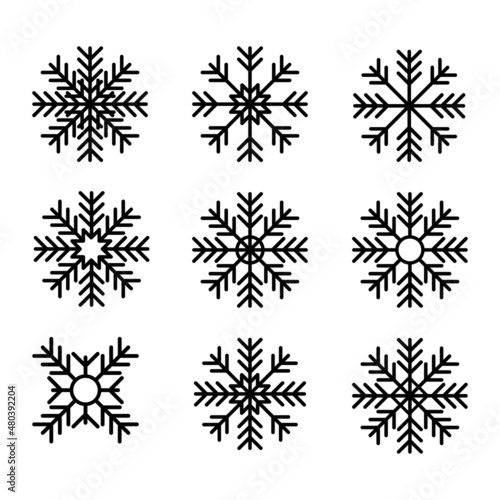 Snowflakes set. Christmas and winter theme. Vector