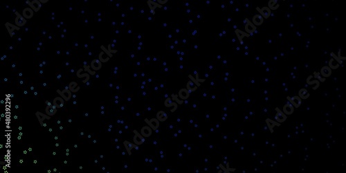 Dark Blue, Green vector pattern with abstract stars.