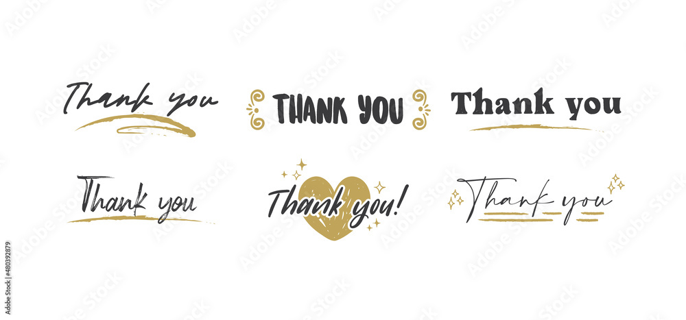 Thank you card. Beautiful greeting card with calligraphy text with gold decoration. Hand drawn invitation. Thanks message. Thank you card. Beautiful greeting card with calligraphy text with gold decoration. Hand drawn invitation. Thanks message.