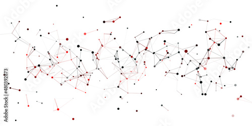 Network connection structure. Sorting and analysis big data. Future digital cyberspace with moving dots and lines. Storage data security. Abstract cyber security background.