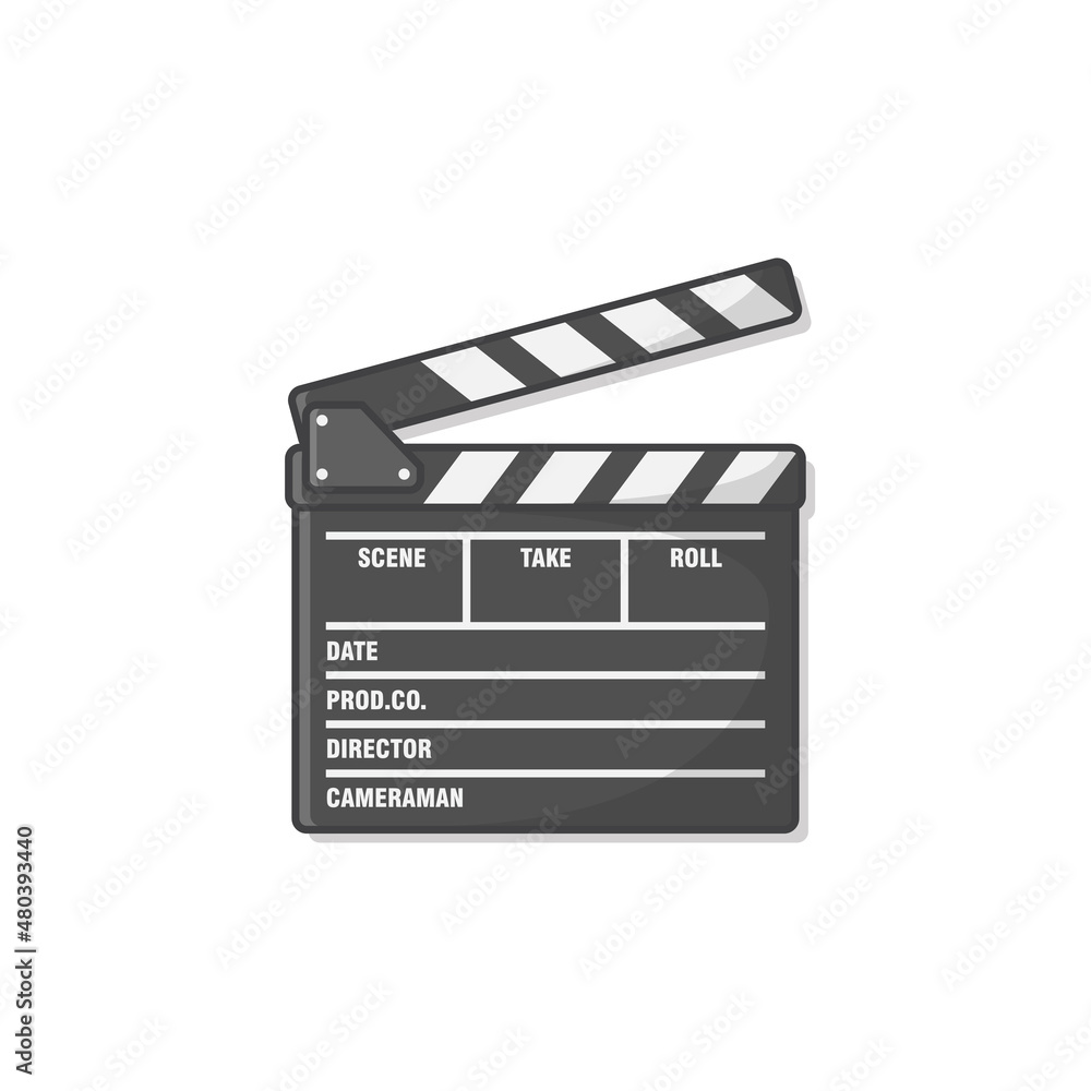 Movie Clapper Board Vector Icon Illustration. Cinema Clapperboard Icon. Movie Production