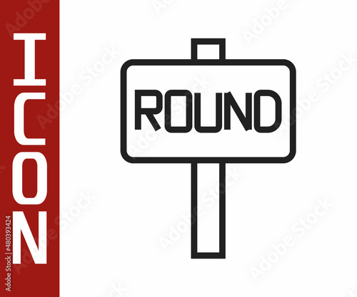 Black line Boxing ring board icon isolated on white background. Vector