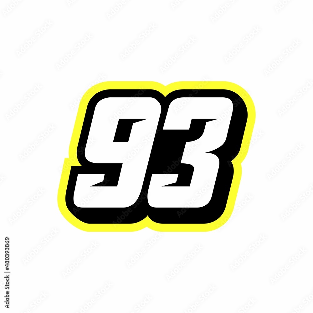 Racing number 93 logo design inspiration Stock Vector