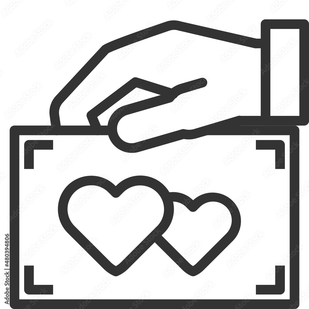 Vector a hand holding the post card outline icon, sign and love symbol 64x64 Pixel, white background Vector a hand holding the post card outline icon, sign and love symbol 64x64 Pixel, white background
