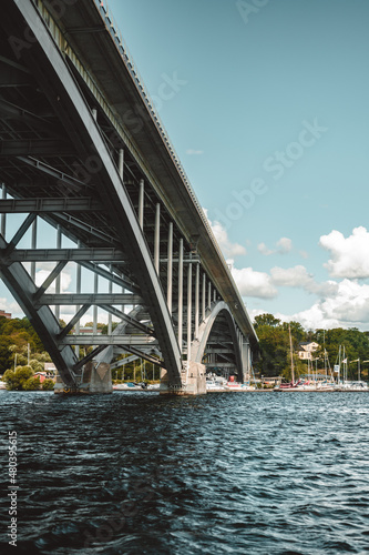 Fototapeta Naklejka Na Ścianę i Meble -  Steel frame bridge in Stockholms archipelago