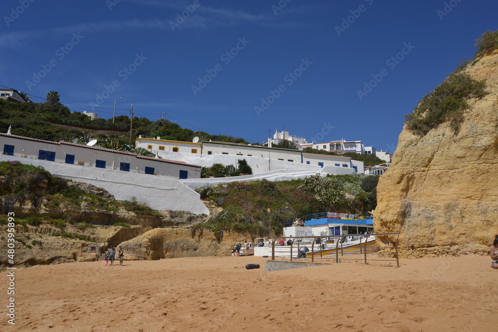view of the coast of the sea in the Algarve region, Portugal