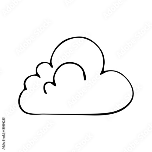 The weather is cloudy. Vector doodle cloud. Hand drawn meteorological forecast symbols. Thin line web design icon.