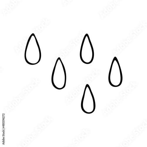 Rain drops doodle. Wet weather. Vector hand drawn meteorological forecast symbols. Liquid drops. Rain season. Thin line web design icon.