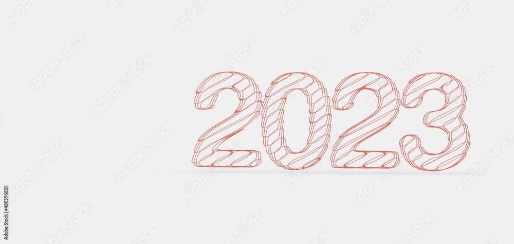 Fototapeta premium year 2023. 3D illustration numbers isolated white background