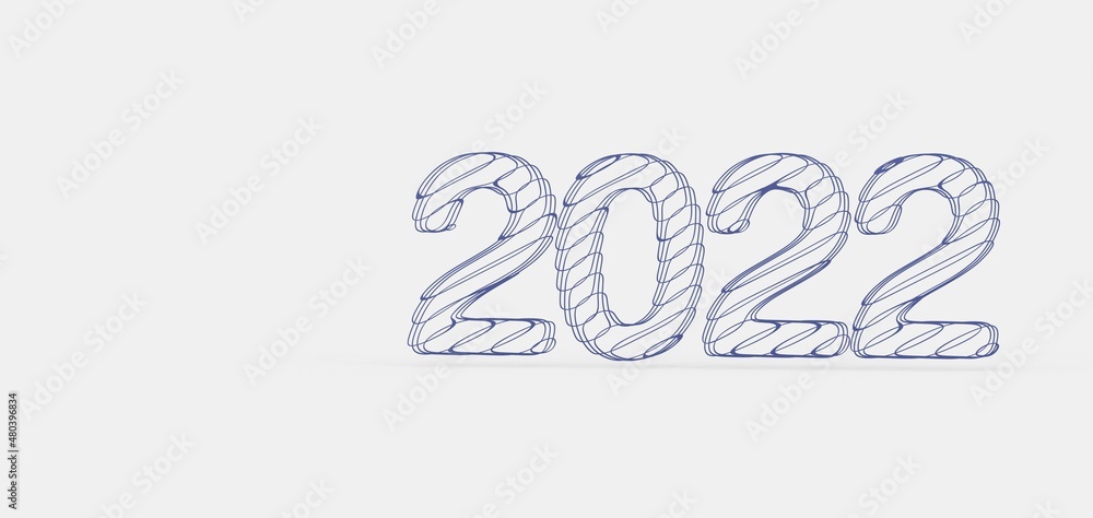 Fototapeta premium year 2022. 3D illustration numbers isolated white background