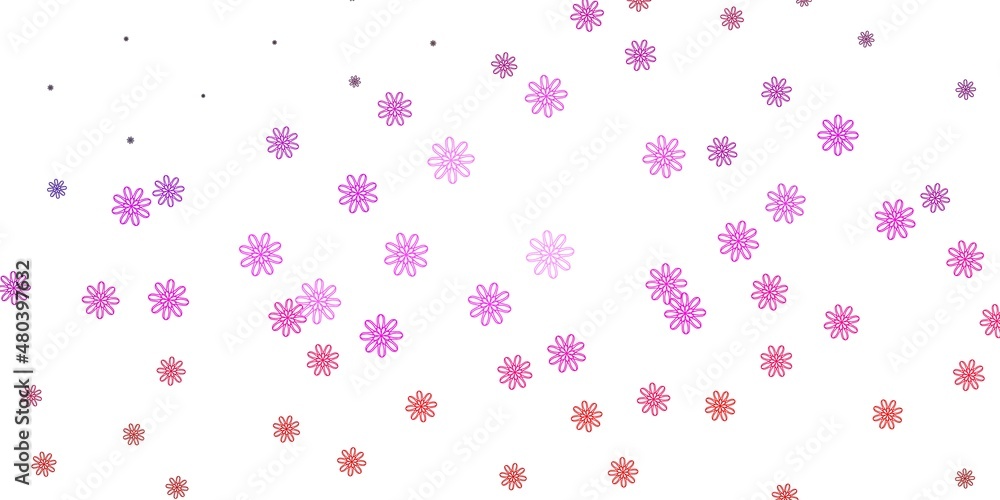 Light Purple, Pink vector doodle background with flowers.