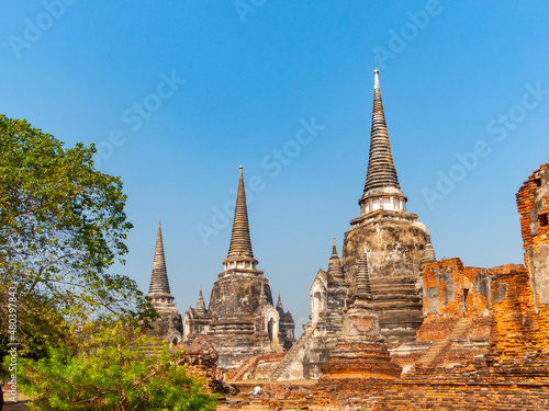famous temple area Wat Phra Si Sanphet in the Royal Palace in Ayutthaya