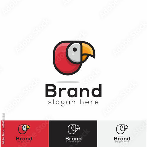 minimalist bird parrot logo design, icon bird, vector inspiration bird design, symbol, modern art template