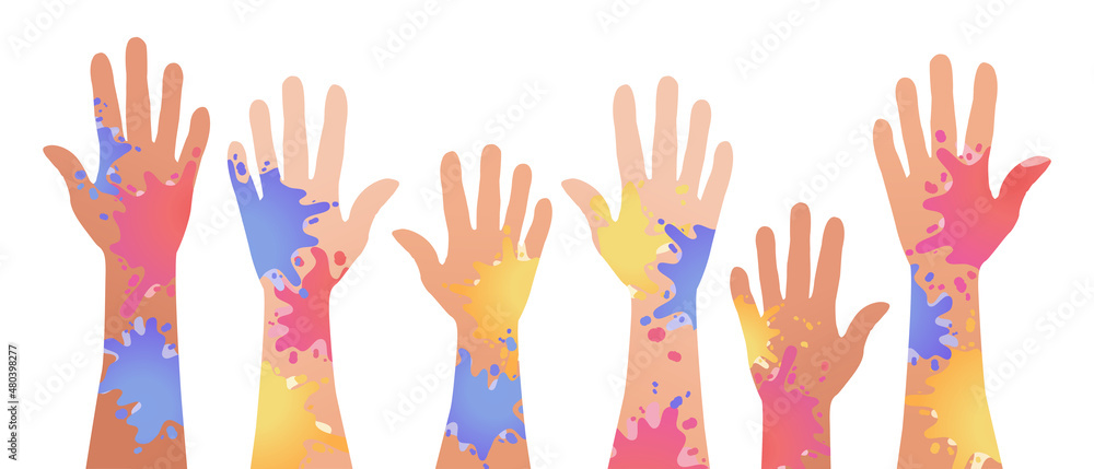Rainbow Color hand arm diversity community Rainbow Color hand arm diversity community