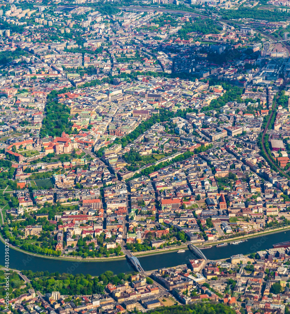 aerial of Krakow