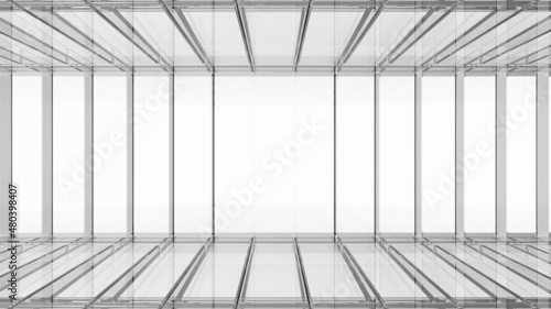 3d rendering. modern futuristic glass illusion parallel line pattern wall background.