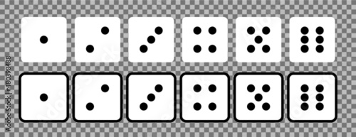 White dices with black dots / hvide terninger med sorte prikker, Vector