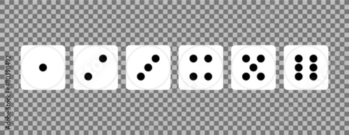 White dices with black dots / hvide terninger med sorte prikker, Vector