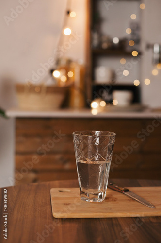 glass of water on the kitchen conter photo