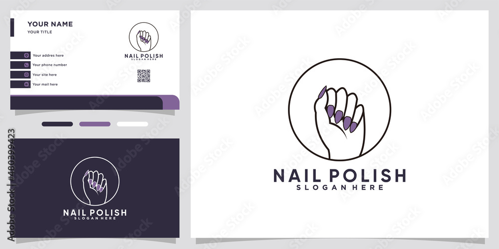 Fototapeta premium nail polish logo design with style and creative concept