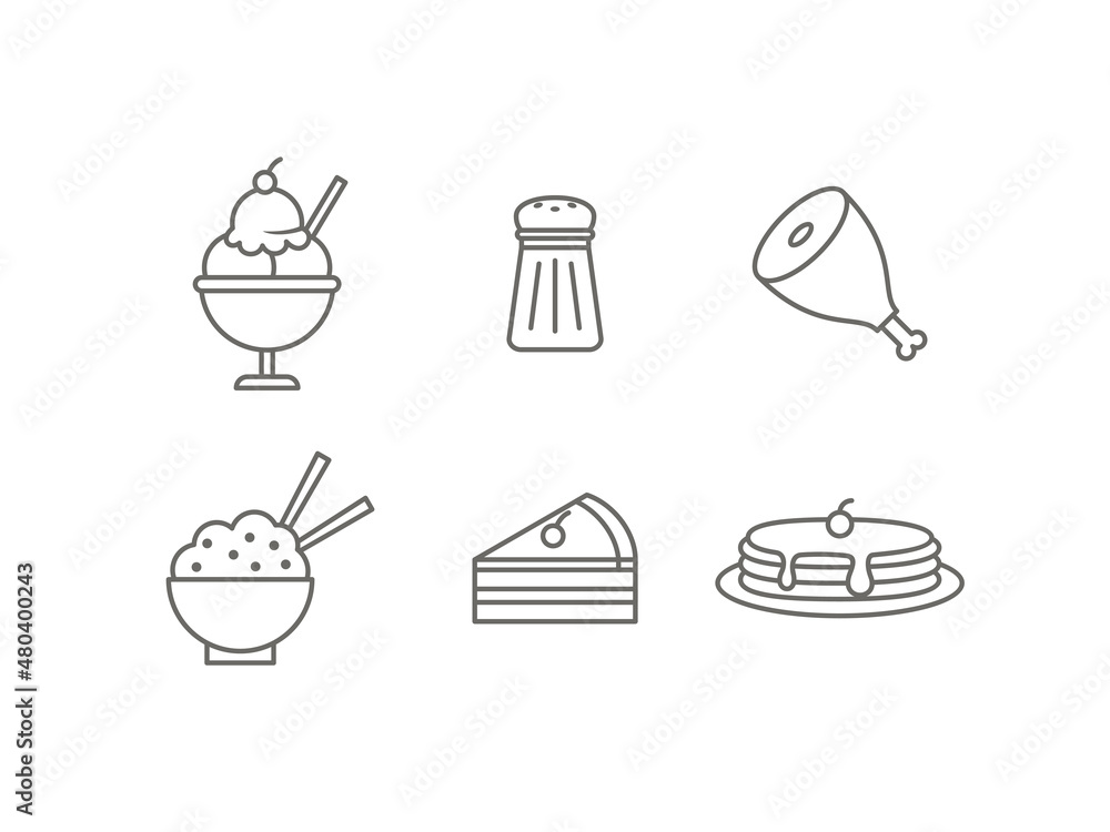 Set of Fast Foods Outline Icon Vol. 10 - Fast Food Icon Set Vector Illustration Design.