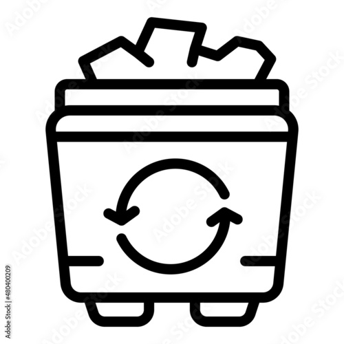 Recycle trash bin icon outline vector. Waste bag