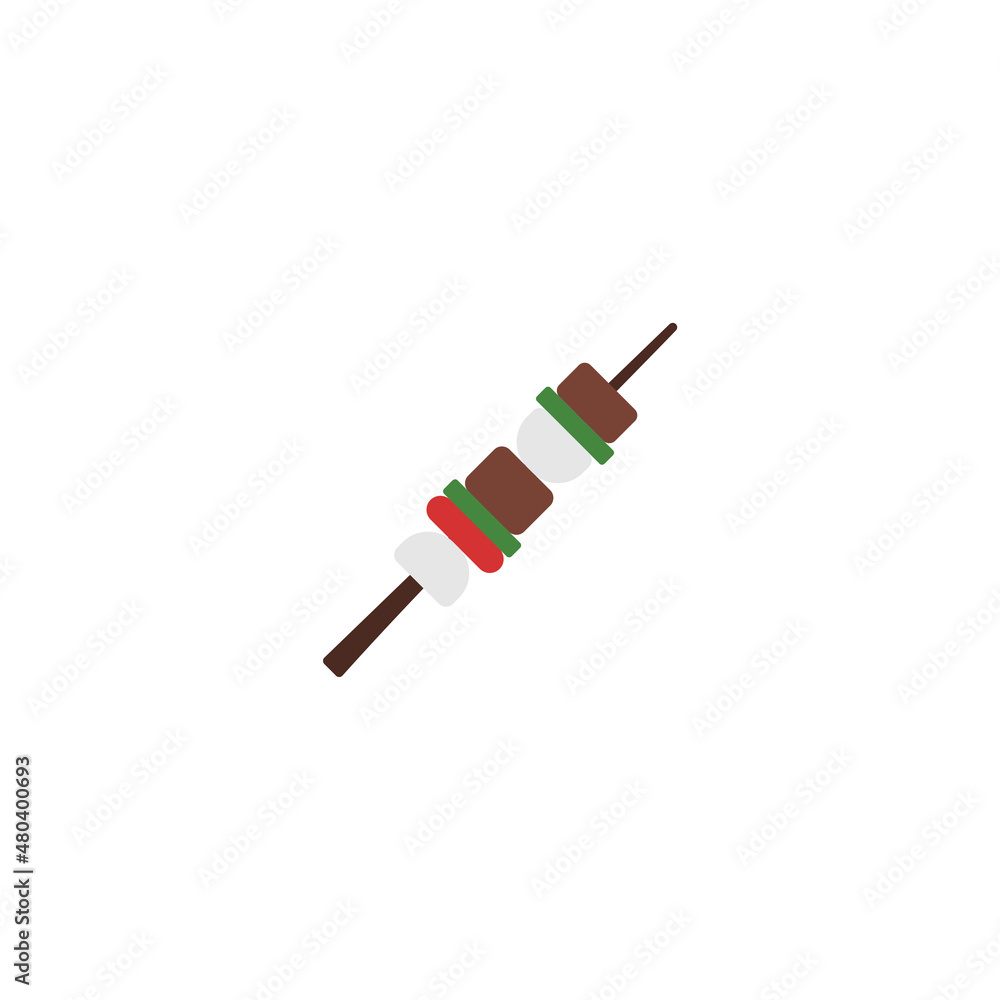 Illustration of BBQ Stick Flat Icon - Fast Food Icon Set Vector Illustration Design. Illustration of BBQ Stick Flat Icon - Fast Food Icon Set Vector Illustration Design.