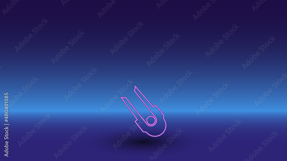 Neon solo bobsleigh symbol on a gradient blue background. The isolated ...