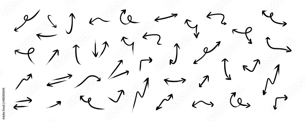 Set Of Hand Drawn Arrows, Vector Hand-Drawn Arrows Set Set Of Hand Drawn Arrows, Vector Hand-Drawn Arrows Set