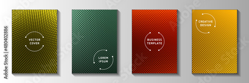 Elegant point screen tone gradation front page templates vector kit. Corporate brochure faded