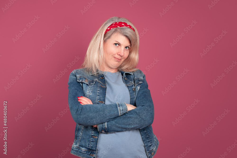Adult woman in stylish outfit in studio Adult woman in stylish outfit in studio