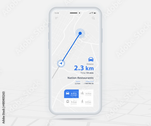 Map GPS navigation ux ui concept, Smartphone map application  destination point on screen, App search map navigate, Technology map, City navigation maps, delivery rider, street, track, location vector