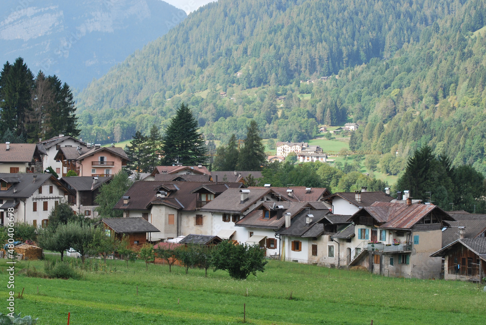 La frazione di Transacqua nel comune di Primiero San Martino di Castrozza in Trentino-Alto Adige, Italia.