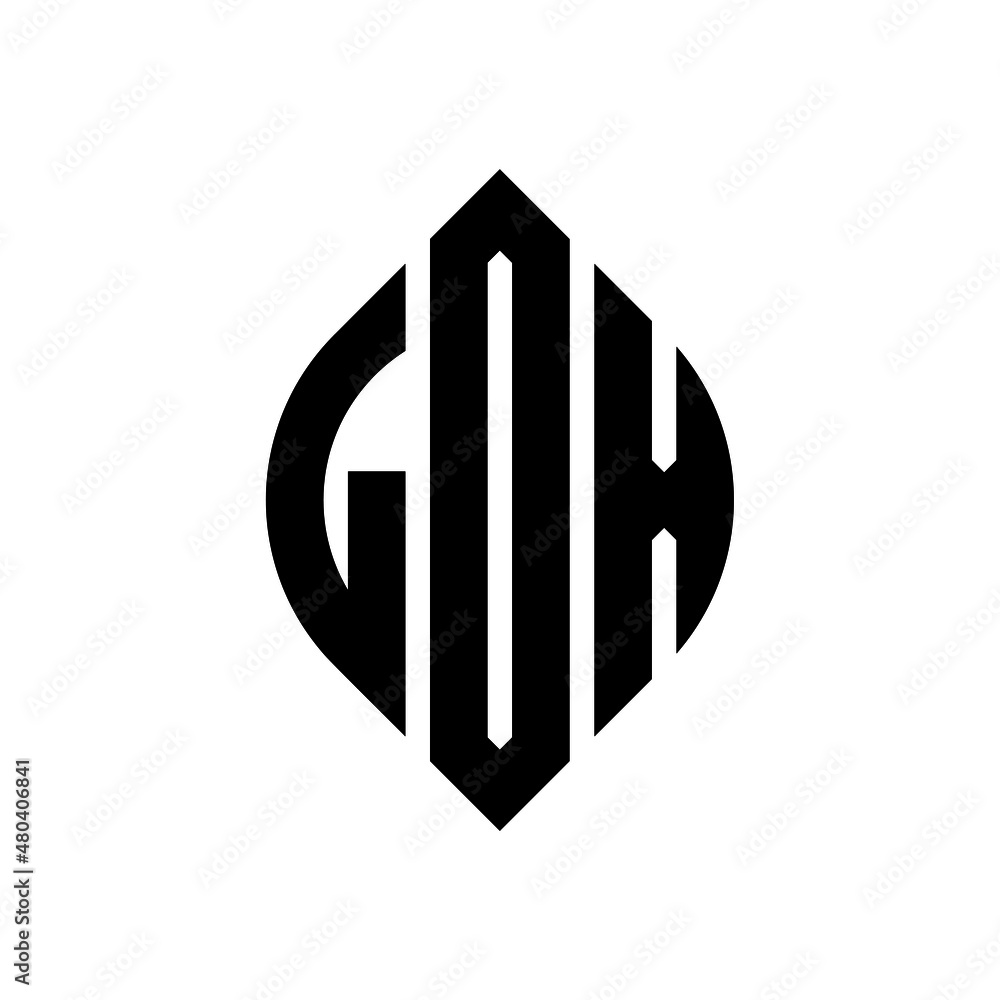 LOX circle letter logo design with circle and ellipse shape. LOX